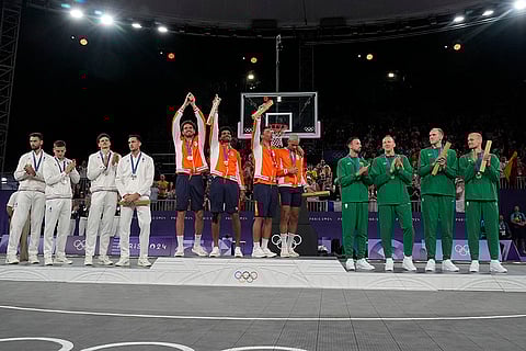 2024 Paris Olympics men's 3x3 basketball medal ceremony
